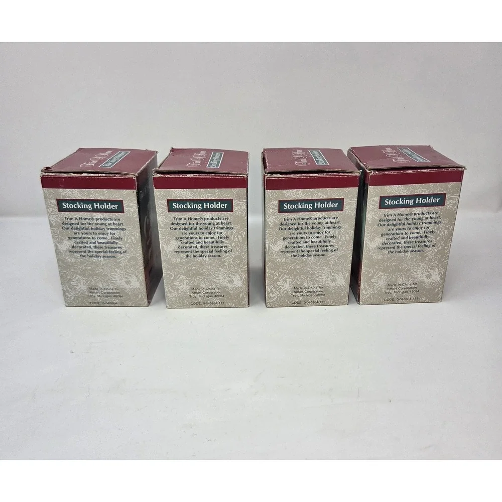 Vintage Trim A Home Kmart Resin Christmas Stocking Holders Set of 4 NIB Boxes